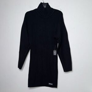 HERVE BY HERVE LEGER Banana Sleeve Sweater Dress In Black Size Large